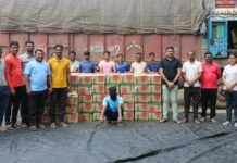 १० चाकी ट्रक भरून येत असलेली १० लाखांची देशी दारू पकडली