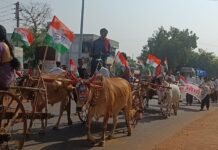 काँग्रेसच्या बैलबंडी मोर्चाने आरमोरीकरांचे लक्ष वेधले, तहसीलदारांना निवेदन