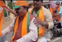 खासदार नेते यांच्यासह आमदार गजबे आरमोरीत झाले बाईकवर स्वार