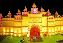 अहेरीतील गणेशोत्सवात राजस्थानच्या ‘हवामहल’चा देखावा ठरतोय आकर्षण