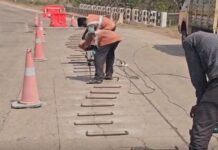 लोखंडी सळाखींनी टाके मारून शिवला जातोय राष्ट्रीय महामार्ग